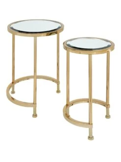 Michelle Keegan Home Aruba Nest Of Lamp Tables -FurniHaven Shop N33RM SQ3 0000000036 GOLD SLa