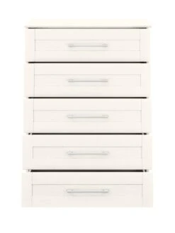 One Call Frodsham Ready Assembled 5 Drawer Chest -FurniHaven Shop N34AA SQ4 0000000013 WHITE SLd