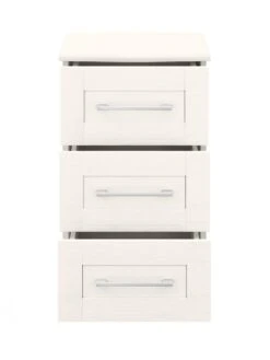 One Call Frodsham Ready Assembled 3 Drawer Bedside Chest -FurniHaven Shop N34AE SQ4 0000000013 WHITE SLd