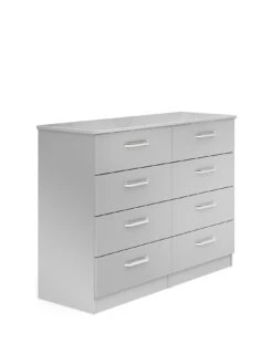 One Call Sanford Ready Assembled High Gloss 4 + 4 Drawer Chest -FurniHaven Shop N34AT SQ3 0000013154 DARK GREY GLOSS SLa
