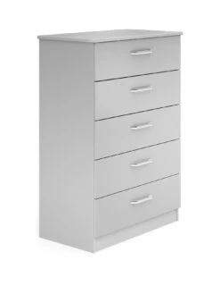 One Call Sanford Ready Assembled High Gloss 5 Drawer Chest -FurniHaven Shop N34AU SQ3 0000013154 DARK GREY GLOSS SLa