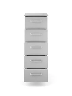 One Call Sanford Ready Assembled High Gloss Narrow 5 Drawer Chest -FurniHaven Shop N34AV SQ4 0000013154 DARK GREY GLOSS SLd