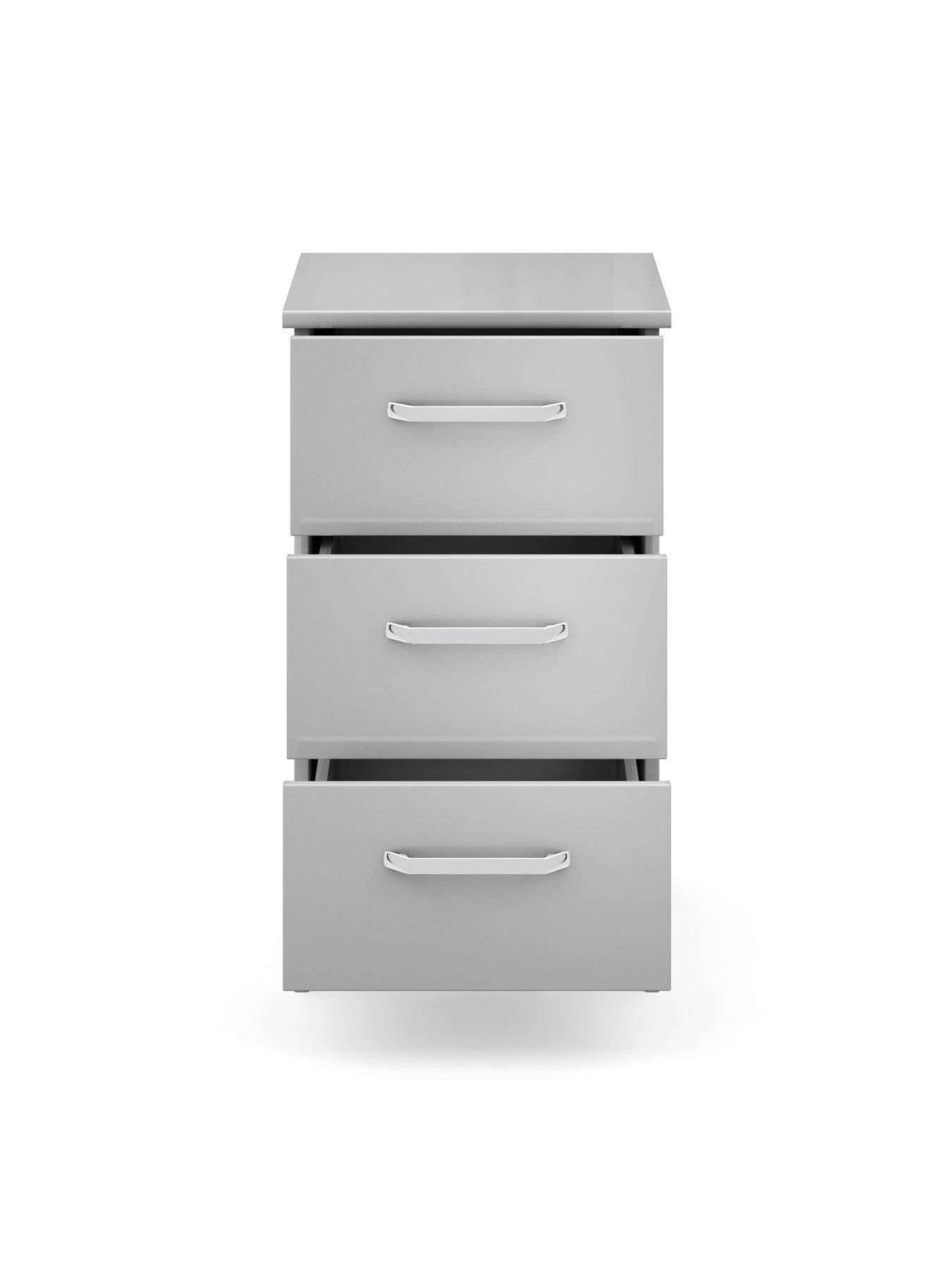 One Call Sanford Ready Assembled High Gloss 3 Drawer Bedside Chest 6 One Call Sanford Ready Assembled High Gloss 3 Drawer Bedside Chest - Image 4