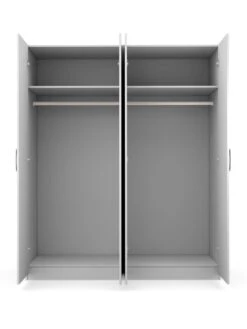 One Call Sanford Part Assembled 4 Door High Gloss Mirrored Wardrobe -FurniHaven Shop N34CC SQ4 0000013154 DARK GREY GLOSS SLd