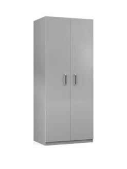 One Call Sanford Ready Assembled 2 Door High Gloss Wardrobe -FurniHaven Shop N34CE SQ3 0000013154 DARK GREY GLOSS SLa