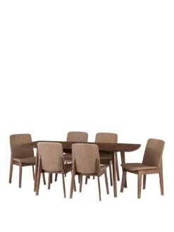 Julian Bowen Kensington 150 - 194 Cm Solid Wood Extending Dining Table + 6 Chairs -FurniHaven Shop N7XHV SQ2 0000000007 WALNUT SLf