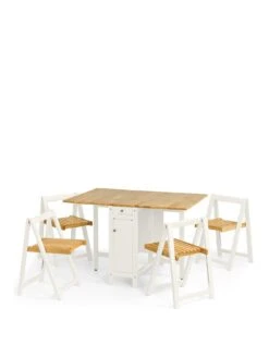 Julian Bowen Savoy 120 Cm Space Saver Dining Table + 4 Chairs -FurniHaven Shop N7XJK SQ2 0000000010 WHITE OAK SLf