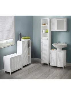 Lloyd Pascal Atlanta Tallboy Bathroom Storage Unit -FurniHaven Shop NAHYL SQ4 0000000013 WHITE SLd