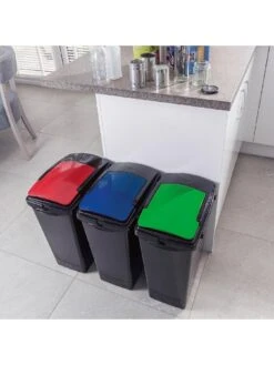 Addis Set Of Three 40-Litre Recycling Utility Bins -FurniHaven Shop NAX9E SQ2 0000000029 MULTI SLd