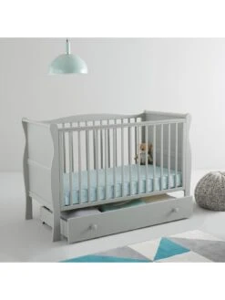 Little Acorns Space Saver Sleigh Cot & Drawer -FurniHaven Shop NMH37 SQ2 0000000005 GREY RSr