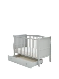 Little Acorns Space Saver Sleigh Cot & Drawer -FurniHaven Shop NMH37 SQ3 0000000005 GREY SLa