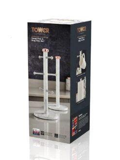 Tower Marble Rose Gold Edition Kitchen Towel Pole And Mug Tree Set -FurniHaven Shop NNQUP SQ5 0000000088 NO COLOR SLd3