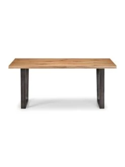 Julian Bowen Brooklyn 180 Cm Solid Oak And Metal Table + 4 Chairs + Bench -FurniHaven Shop NTEUM SQ6 0000004181 OAK BLACK SLd2