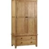 Julian Bowen Marlborough 2 Door, 2 Drawer Solid Oak/Oak Veneer Combination Wardrobe -FurniHaven Shop NVPYQ SQ1 0000000006 OAK SLf