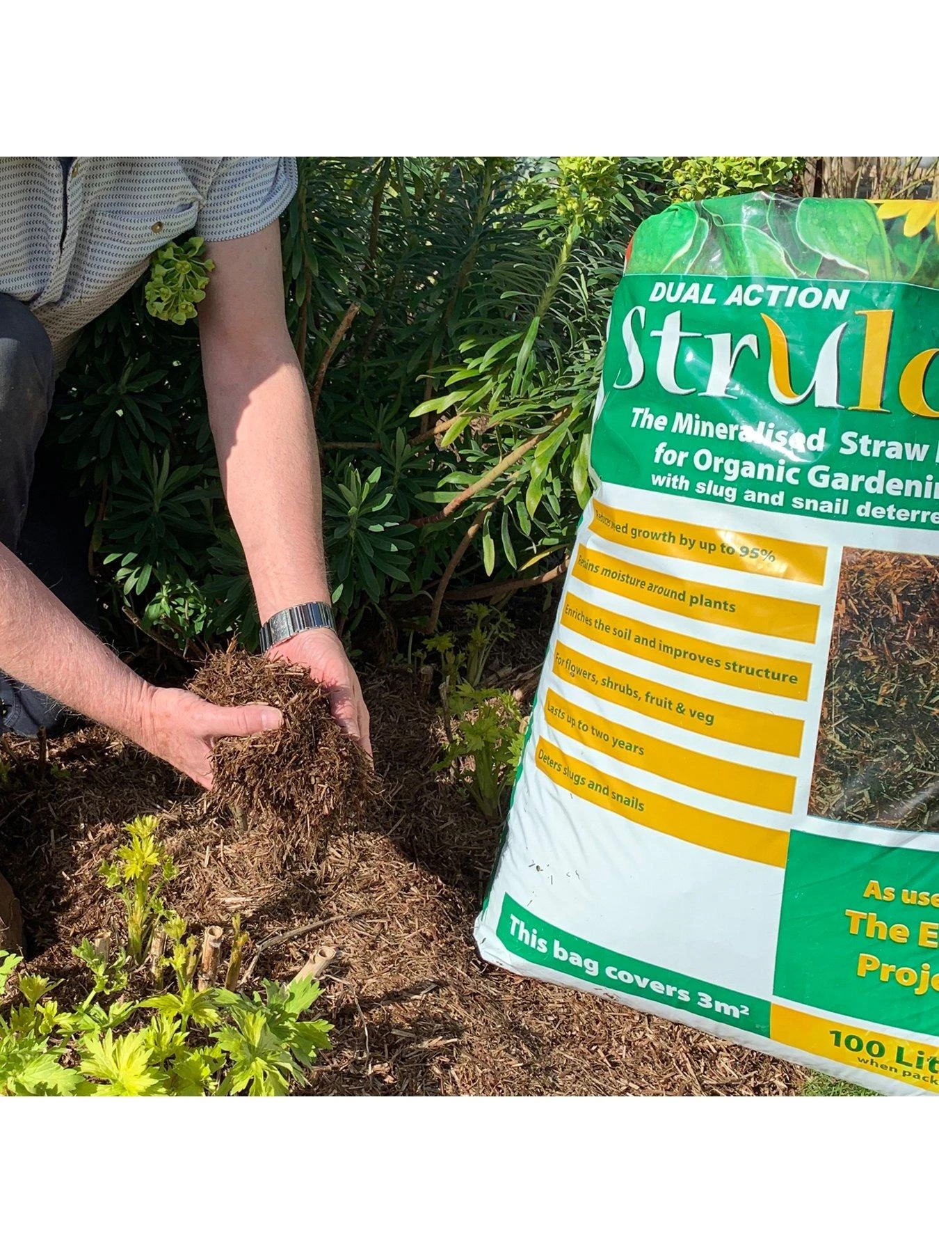 Strulch Mineralised Straw Mulch & Slug Deterrent 9kg Bag 3 Strulch Mineralised Straw Mulch & Slug Deterrent 9kg Bag