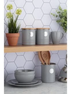 Typhoon Living Tea, Coffee And Sugar Storage Canisters – Grey -FurniHaven Shop P67GY SQ5 0000000005 GREY SLd3