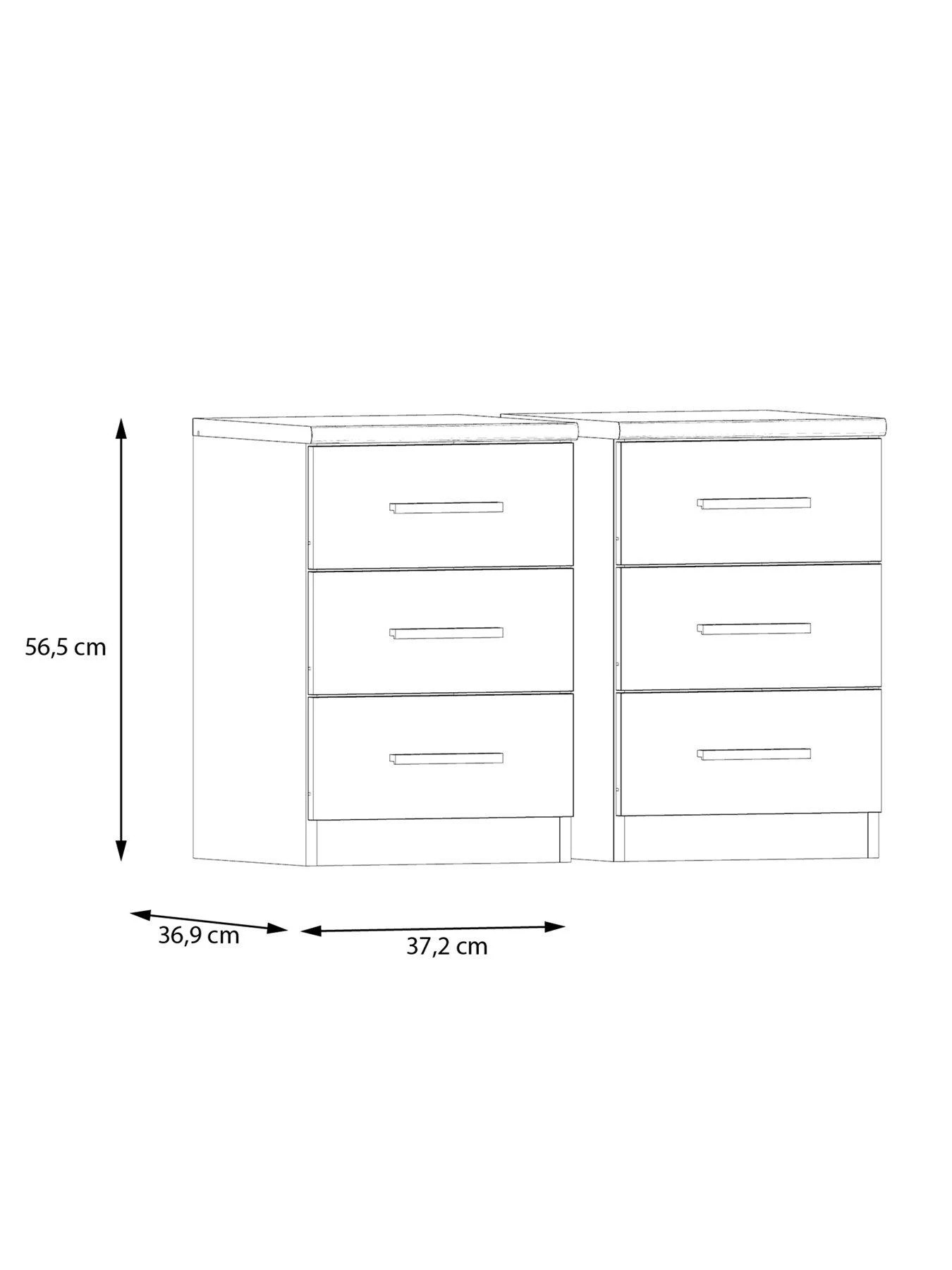 Very Home Prague Gloss 3 Drawer Bedside Chests (Set Of 2) - FSC® Certified 6 Very Home Prague Gloss 3 Drawer Bedside Chests (Set Of 2) - FSC® Certified - Image 4