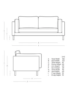 Swoon Munich Fabric 2 Seater Sofa -FurniHaven Shop PA4YC SQ6 0000001997 FERN SLd