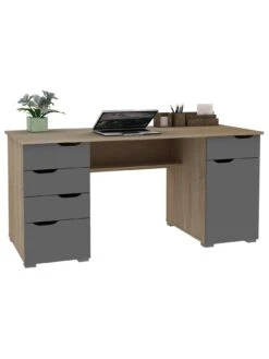 Alphason Michigan Desk -FurniHaven Shop PDMLV SQ2 0000000311 GREY OAK RSr