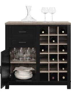 Dorel Home Carver Bar Cabinet -FurniHaven Shop PDXXG SQ4 0000000540 BLACK OAK SLd
