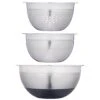 MasterClass Smart Space 3-Piece Stainless Stackable Mixing Bowl And Colander Set -FurniHaven Shop PF6D9 SQ1 0000000035 SILVER SLf