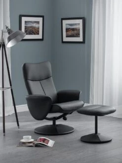 Julian Bowen Lugano Faux Leather Recliner Chair And Stool