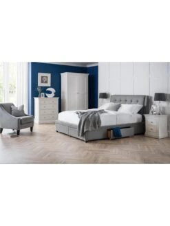 Julian Bowen Clermont Ready Assembled 2 Drawer Bedside Chest -FurniHaven Shop PFVDX SQ7 0000000013 WHITE DGy