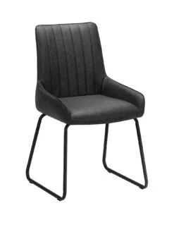 Julian Bowen Pair Of Soho Faux Leather And Metal Dining Chairs -FurniHaven Shop PG4RN SQ3 0000000004 BLACK SLf1