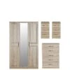 SWIFT Winchester Part Assembled 4 Piece Package - 3 Door Mirrored Wardrobe, Chest Of 5 Drawers And 2 Bedside Chests - FSC® Certified -FurniHaven Shop PG69X SQ1 0000000006 OAK SLf