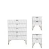 SWIFT Versailles Ready Assembled 3 Piece Package - 5 Drawer Chest And 2 Bedside Chests - FSC® Certified -FurniHaven Shop PG6AC SQ1 0000000013 WHITE SLf