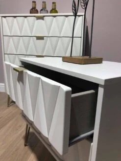 SWIFT Versailles Ready Assembled 4 Piece Package - 2 Door Wardrobe, 5 Drawer Chest And 2 Bedside Chests - FSC® Certified -FurniHaven Shop PG6AD SQ4 0000000013 WHITE SLd