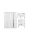 SWIFT Versailles Part Assembled 4 Piece Package - 4 Door Wardrobe, 5 Drawer Chest And 2 Bedside Chests - FSC® Certified -FurniHaven Shop PG6AE SQ1 0000000013 WHITE SLf