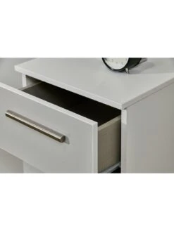 SWIFT Montreal Gloss Ready Assembled 4 Piece Package - 3 Door Mirrored Wardrobe, 5 Drawer Chest And 2 Bedside Chests - FSC® Certified -FurniHaven Shop PG6FG SQ5 0000009231 WHITE GREY GLOSS SLd1