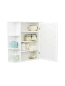 Lloyd Pascal Devonshire Mirrored Bathroom Wall Cabinet - White -FurniHaven Shop PGNMU SQ4 0000000013 WHITE SLd2