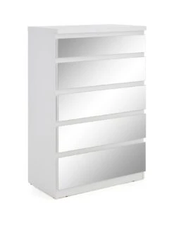 Very Home Prague Mirror 5 Drawer Chest -FurniHaven Shop PH6GR SQ3 0000000013 WHITE SLa