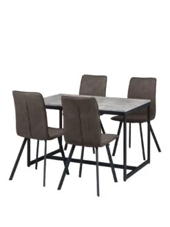 Julian Bowen Staten 120 Cm Dining Table + 4 Monroe Chairs 8 Julian Bowen Staten 120 Cm Dining Table + 4 Monroe Chairs -FurniHaven Shop PH7KA SQ2 0000000222 GREY BLACK SLf