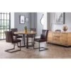 Julian Bowen Brooklyn 120 Cm Solid Oak And Metal Round Dining Table + 4 Brooklyn Chairs -FurniHaven Shop PH7L7 SQ1 0000004181 OAK BLACK RSr