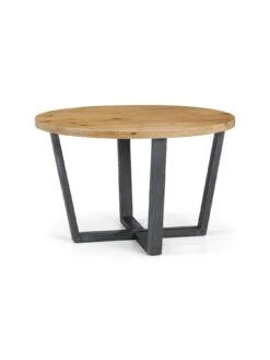 Julian Bowen Brooklyn 120 Cm Solid Oak And Metal Round Dining Table + 4 Brooklyn Chairs -FurniHaven Shop PH7L7 SQ4 0000004181 OAK BLACK SLd