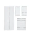 One Call Monaco Ready Assembled 4 Piece Gloss Package - 2 Door Mirrored Wardrobe, 5 Drawer Chest And 2 Bedside Chests -FurniHaven Shop PJ94P SQ1 0000000559 WHITE GLOSS SLf