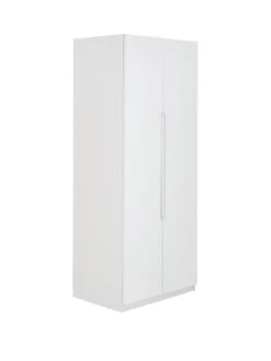 One Call Monaco Ready Assembled 4 Piece Gloss Package - 2 Door Mirrored Wardrobe, 5 Drawer Chest And 2 Bedside Chests -FurniHaven Shop PJ94P SQ3 0000000559 WHITE GLOSS SLa