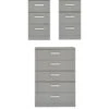 One Call Sanford High Gloss Ready Assembled 3 Piece Package - Chest Of 5 Drawers And 2 Bedside Chests -FurniHaven Shop PJ9A3 SQ1 0000013154 DARK GREY GLOSS SLf