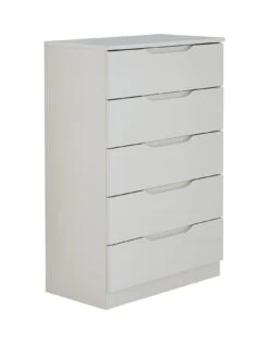 One Call Monaco Ready Assembled 3 Piece Gloss Package - 5 Drawer Chest And 2 Bedside Chests -FurniHaven Shop PJ9CR SQ3 0000000559 WHITE GLOSS SLa