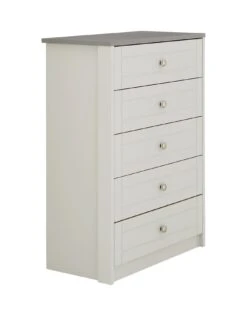One Call Alderley Ready Assembled 3 Piece Package - Chest Of 5 Drawers And 2 Bedside Chests -FurniHaven Shop PLG4U SQ3 0000000005 GREY SLa