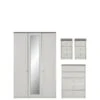 One Call Alderley Part Assembled 4 Piece Package - 3 Door Mirrored Wardrobe, Chest Of 5 Drawers And 2 Bedside Chests -FurniHaven Shop PLGCA SQ1 0000000005 GREY SLf