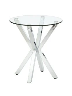 Very Home Chopstick Glass And Chrome Lamp Table -FurniHaven Shop PLLF9 SQ3 0000000139 CHROME SLa