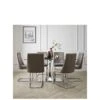 Very Home Alice 160 Cm Rectangle Glass And Chrome Dining Table + 6 Velvet Chairs 2 Very Home Alice 160 Cm Rectangle Glass And Chrome Dining Table + 6 Velvet Chairs -FurniHaven Shop PLLJY SQ1 0000013305 CLEAR GREY SLf