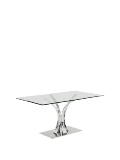 Very Home Alice 160 Cm Rectangle Glass And Chrome Dining Table + 6 Velvet Chairs -FurniHaven Shop PLLJY SQ3 0000013305 CLEAR GREY SLf1
