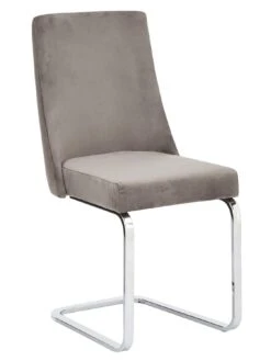 Very Home Alice 160 Cm Rectangle Glass And Chrome Dining Table + 6 Velvet Chairs -FurniHaven Shop PLLJY SQ4 0000013305 CLEAR GREY SLd