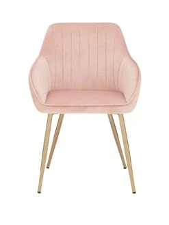 Very Home Pair Of Alisha Brass Legged Dining Chairs - Pink/Brass -FurniHaven Shop PMRWA SQ3 0000014364 PINK BRASS SLf1