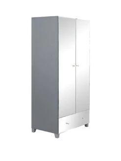 Very Home New Bellagio Mirrored 2 Door, 1 Drawer Wardrobe - White/Mirrors, Grey/Mirrors -FurniHaven Shop PNQQA SQ3 0000014410 GREY MIRROR SLa